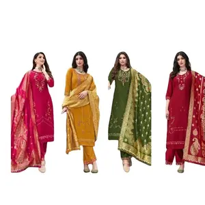 3 piece  viscouse fabrics kurta set with beautiful dupatta Elegance Embroidery
