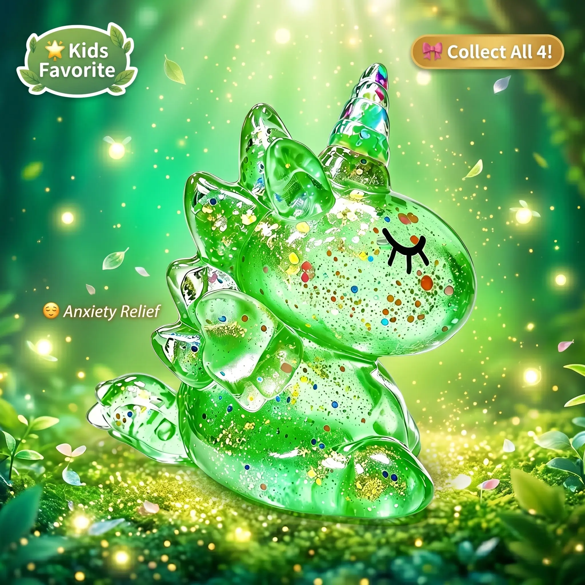 Enchanted Jade Unicorn Squishies Toys – Real Glitter Inside Slow Rising Stress Ball, Satisfying ASMR Butter Squishy Fidget Toys, Cute Glitter Squishy Fidgets Anxiety Relief Sensory Toy, Kawaii Collectible Birthday Party Favor squshy super clay