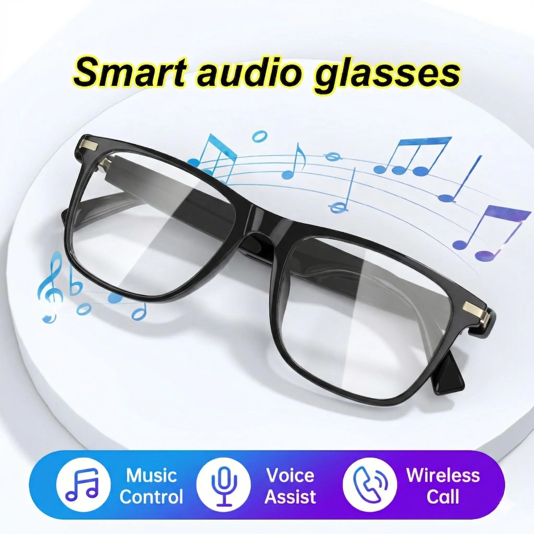 Minimalist Oval Smart Translation Glasses with Button - Bluetooth-Connected, AI-Powered, 170mAh Battery, HIFI Music Player, Phone Call Support, Fashionable Smart Wearable Electronic Accessory for Cycling
