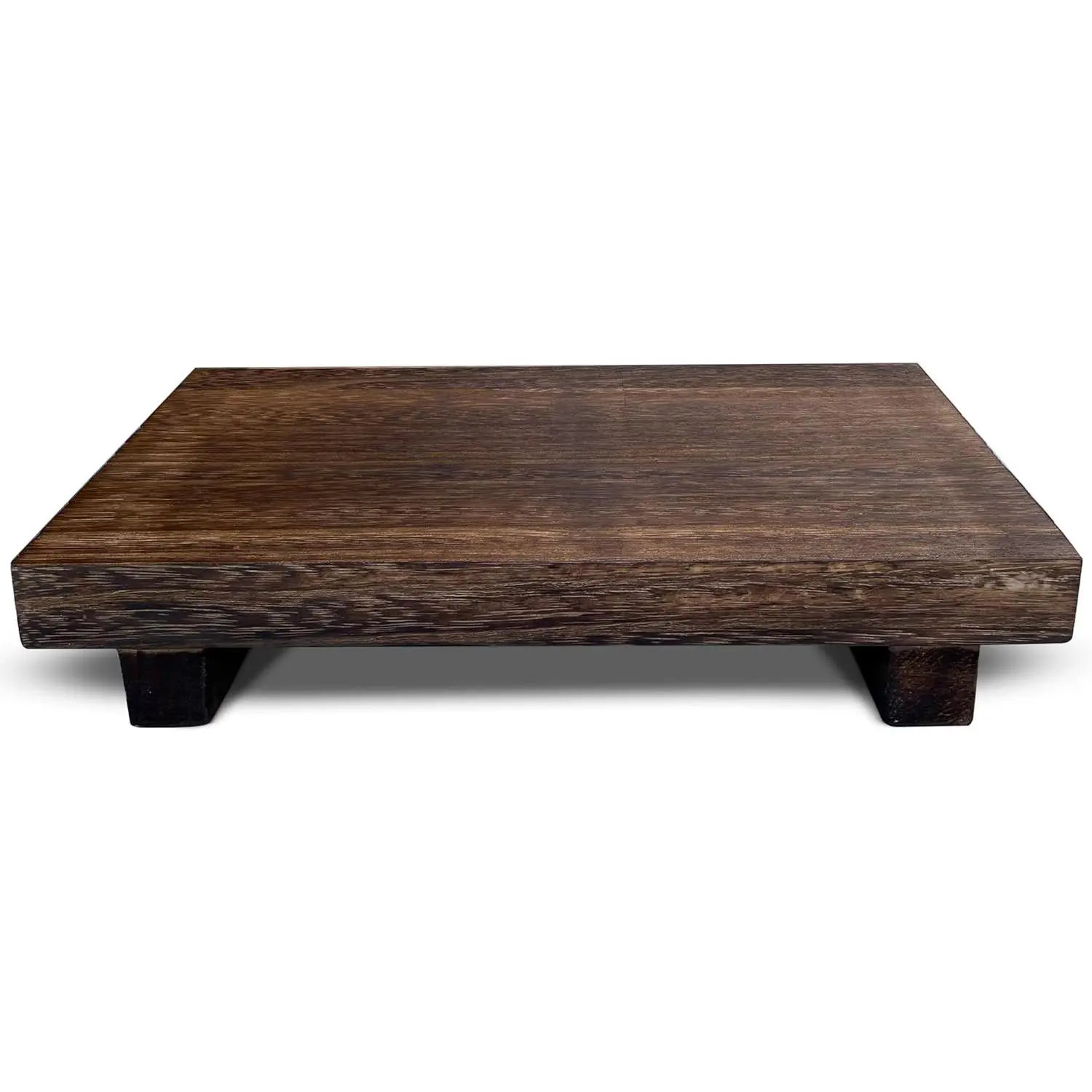 Wood Riser Rustic - Rectangular Pedestal Stand - Brown, 9 x 6 x 1.5 Inch