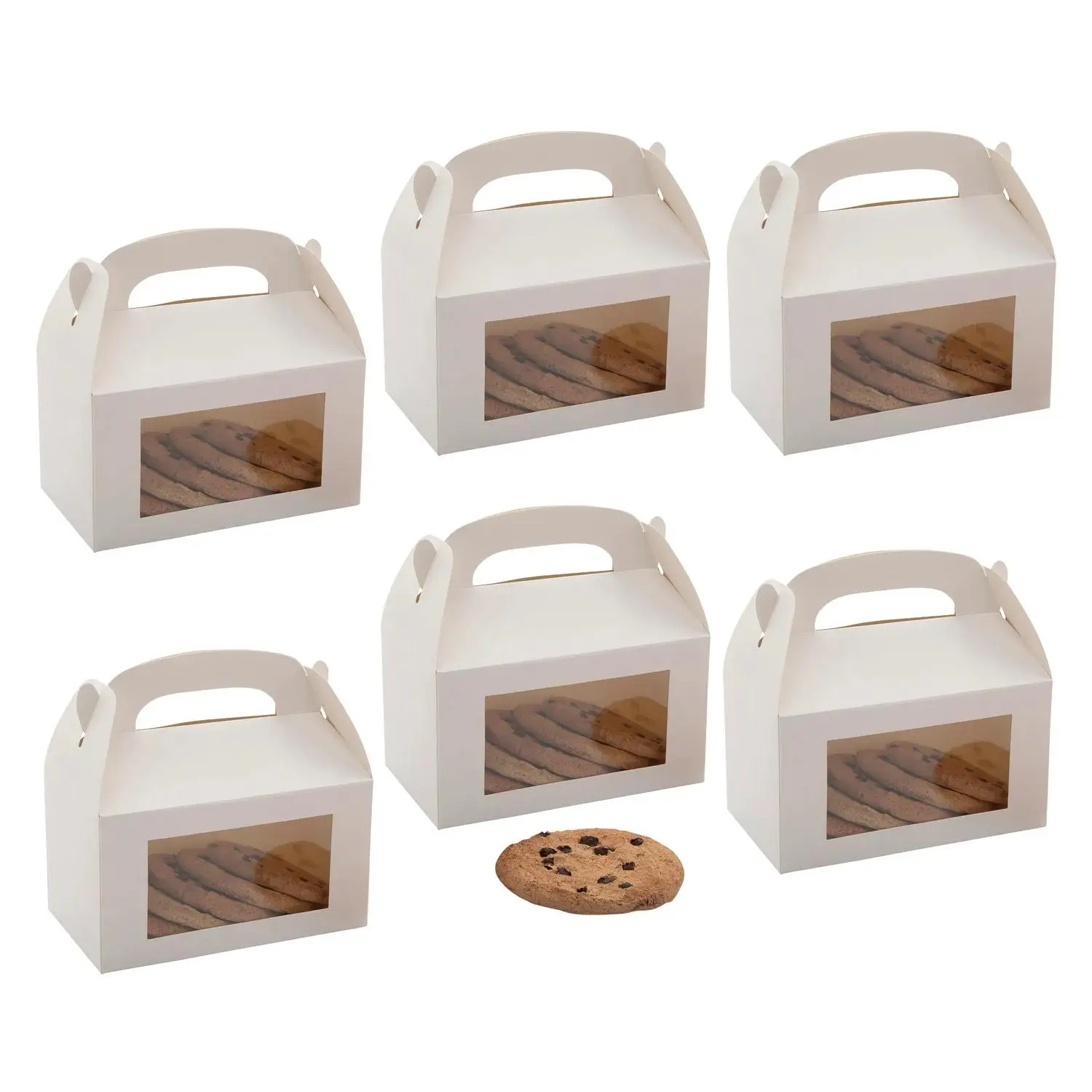 White Cardstock Treat Boxes - 6"x7" Bulk 48-Pc Baking Supplies with Display Window, Classic Premium Cake Box for Wedding Party White Cardstock Treat Boxes - 6"x7" Bulk 48-Pc Baking Supplies with Display Window, Classic Premium Cake Box for Wedding Party