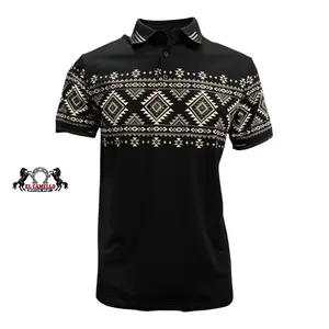 LAM-28232 Men’s Western Print Polo – Black