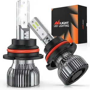 Nilight 9004/HB1 E20 Series High Lumen LED Headlight Bulbs, 50W 10000LM 6000K IP67 Car Headlights, 2-Pack LED Front Lights with Fog Lamp Plug