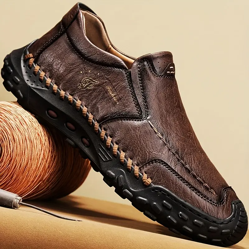 YYW1 Males' Casual Trainers - Handcrafted Round Toe Sneakers, Black/Brown/Grey, Synthetic Microfiber Faux Leather Upper, Durable Rubber Sole, Comfort PU Insole, All-Season Daily Wear Casual Attire