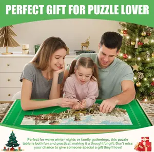 POZILAN 1500-2000 Piece Jigsaw Puzzle Table with Legs, Adjustable 5-Tilting-Angle Board with 6 Drawers with 4 Wheels for Adults,35''*26''Wooden Puzzle Board