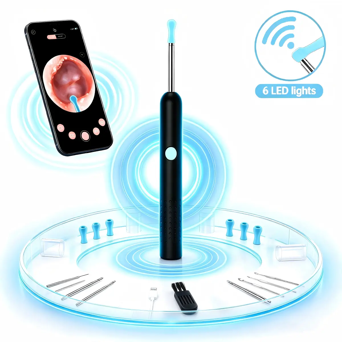 Earwax Remover Kit with 1080P HD Ear Scope, Real-Time Phone View, WiFi Connection, Silicone Tips, Wax Removal Ear Hygiene Set for iPhone & Android, Father’s Day Gift (Beauty & Personal Care)