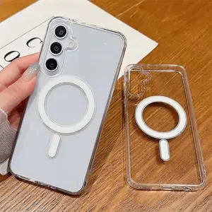 Magnetic Clear Acrylic Phone Case for Samsung S22 S23 S24 S23 FE S25 S26 Ultra Shockproof Cover with Built-in Magnet