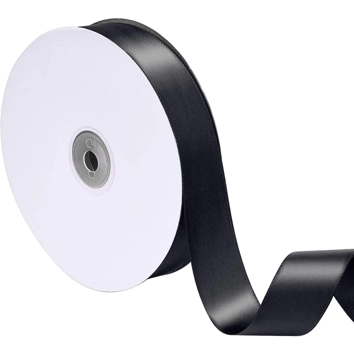 1 inch 50 Yard Double  Satin Ribbon for Party Decoration, DIY Hair Accessories, Sewing,  Wrapping (Black)