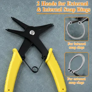 Convertible Snap Ring Pliers - 2-in-1 Internal/External Circlip Tool, Heavy Duty Dual-Head Design with Non-Slip Handles for Fast Snap Ring Removal & Installation