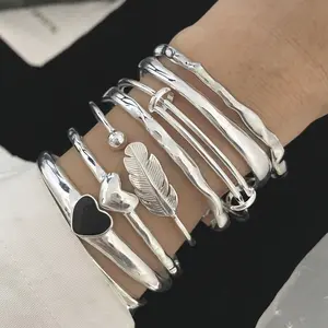 FASHION - 100% Solid 925 Sterling Silver Metal Bracelet for Women Men Vintage Handmade Simple Birthday Gift S-B451