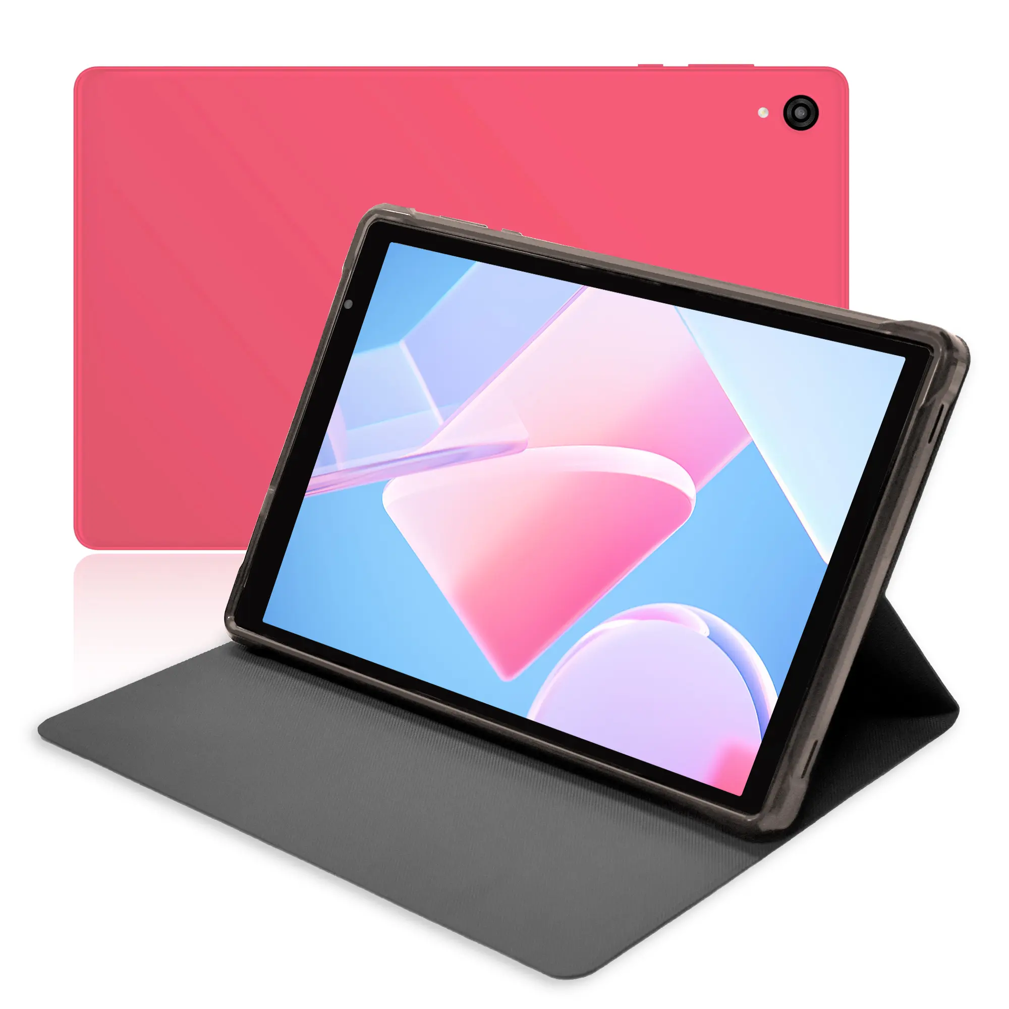 Veidoo Android 15 Business Tablet ,3GB RAM 64GB Storage Up to 512GB Expandable,10.1" IPS FHD Touchscreen,Octa-Core,WiFi 6,Face Unlock,Eye Care Mode,Rose Pink Tablet with Premium Black Leather Case Included