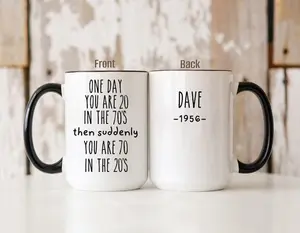 Custom 70th birthday mug, Personalized Turning 70 cup