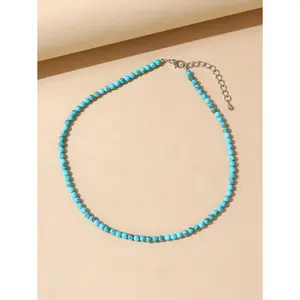 1pc Elegant Natural Stone Beaded Necklace, Suitable For Women Daily, Party And Vacation Wear. Natural Stone Color, Size And Shape May Vary Slightly Which Is Normal