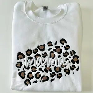 Mama 3D Puff Leopard Embroidered Sweatshirt