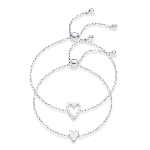 Mommy and Daughter Matching Heart Bracelets Heart Charm and BFF Friendship Styles Jewelry Gift