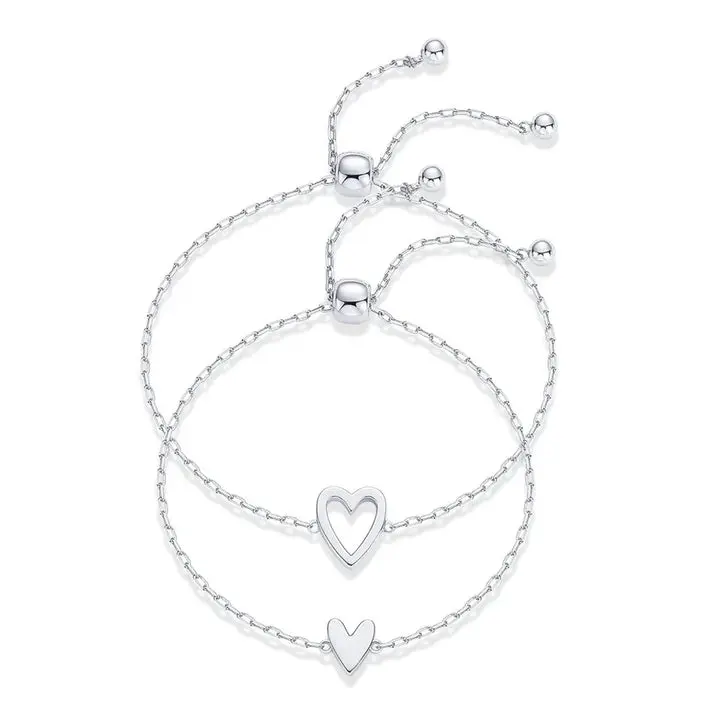Mommy and Daughter Matching Heart Bracelets Heart Charm and BFF Friendship Styles Jewelry Gift
