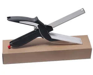 2 in 1 Kitchen Scissors with Stainless Steel Blade & Plastic Cutting Board, Safety Lock | Sturdy, Handy Meat, Cheese, Fruit & Veggie Cutter