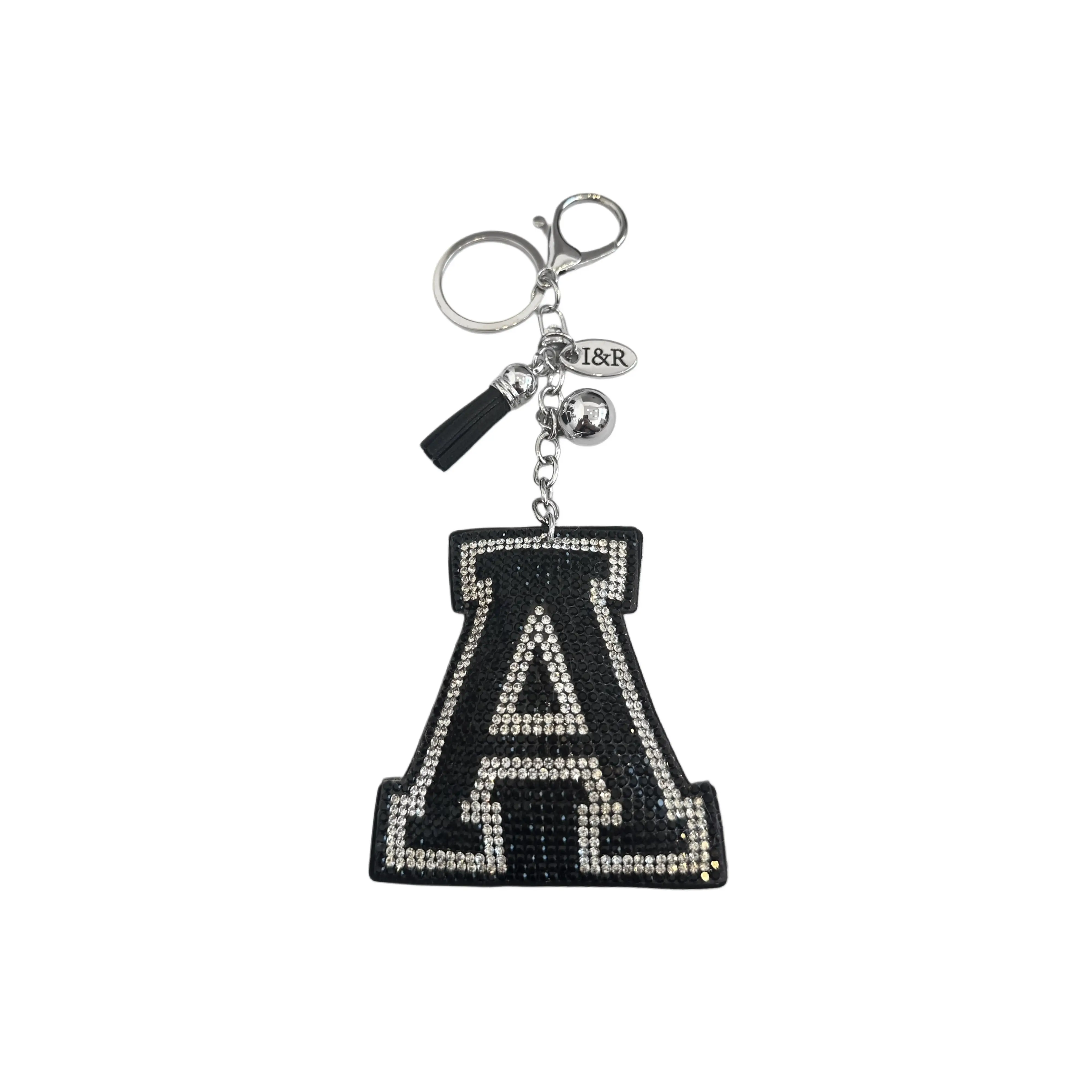 Iris Black Studs Initial Letters Charms Decorative with Keychain (#CL13) By Iris & Rainbow