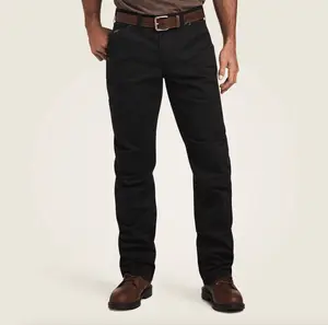 Ariat Men's Rebar M5 Straight DuraStretch Washed Twill Black Dungaree Straight Leg Pant 10041065