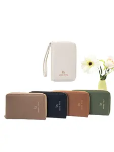 Mini Zipper Short Wallet Passport Case, Couple Colorblock Soft PU Multi-Function Phone Wallet ID Holder, Compact Fashion Lightweight