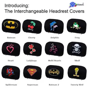 Yupbizauto New Interchangeable Car Seat Headrest Covers Universal Fit for Cars Vans Trucks-Sold by a Pairs
