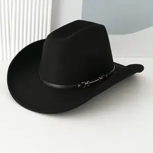 1 Unisex Khaki Color Cowboy Hat for Men And Women - Wide-Brimmed Lightweight Felt Hat, Suitable Western-Themed Parties, Music Festivals, Cosplay, Outdoor Activities, Costume Masquerade Balls, Classic Style