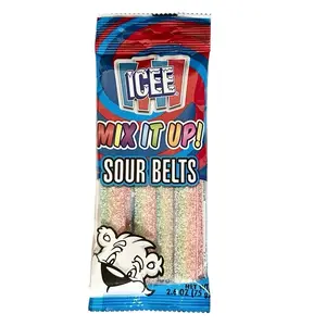 ICEE Mix It Up Sour Belts 2.6 oz - Mix Fruit Flavor Candy Sweet Snack Bonbon Candy Strips Pack snacks Candy Snack Mix christmas Fruit Snacks