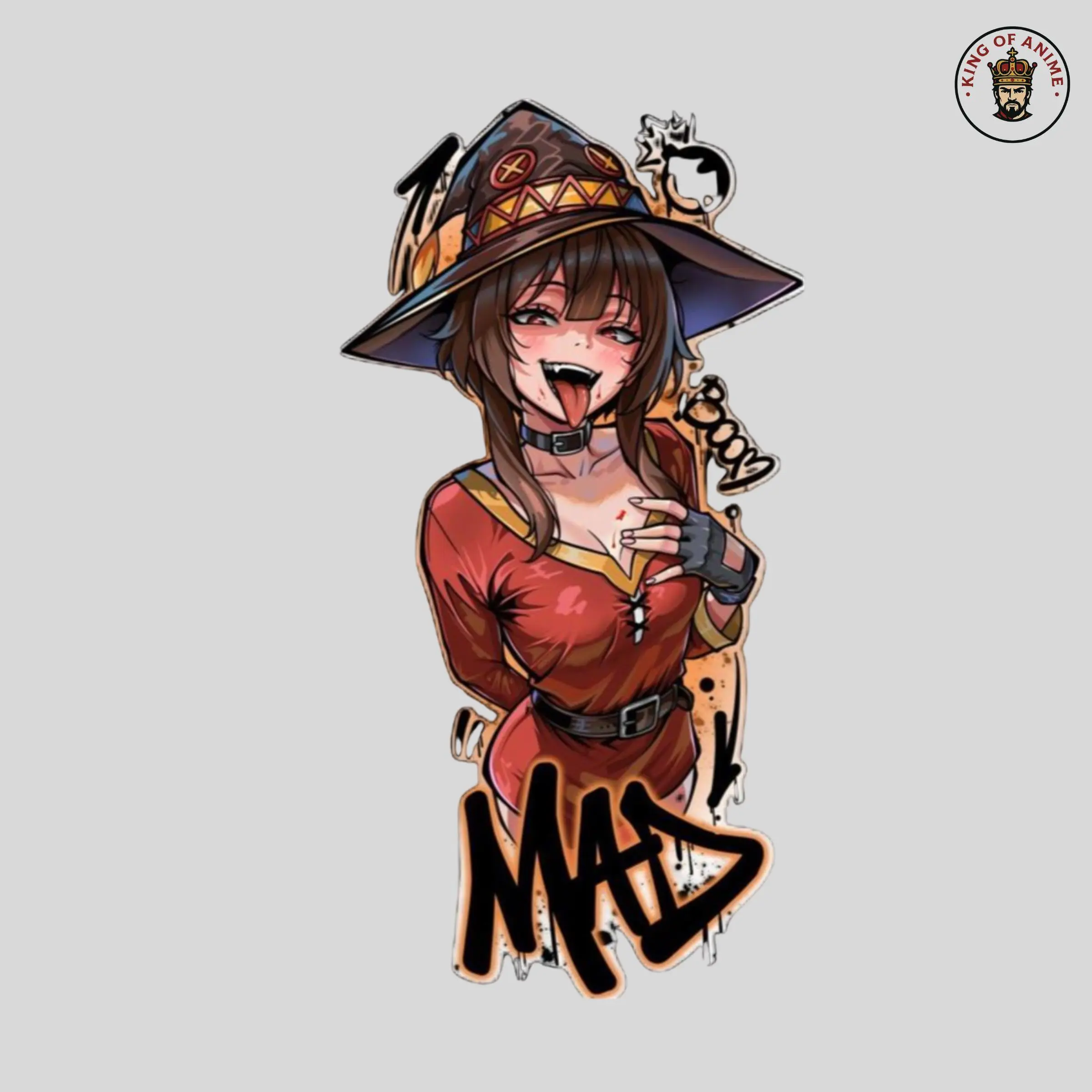 Megumin Sticker – Sassy Waifu in Sexy Outfit, Playful Fantasy & Graffiti Art Design
