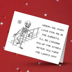 Funny Skeleton Card Dark Humor Spooky Greeting