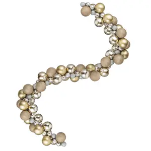 Every Day is Christmas Plastic Garland, Shatterproof 6-Foot Ball Ornament Garland for Christmas Tree, Mantle, Doorframe