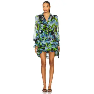 ELLIATT Briony Long Sleeves Mini Dress in Black Multi