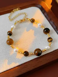 Tiger Eye Stone Pearl Bracelet, Stylish Natural Gemstone Jewelry, Perfect for Everyday Wear and Special Occasions, Beaded Bracelets