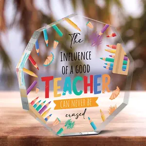 Acrylic Irregular Shaped Teacher Gift, Creative Colorful Pencil Pattern Desktop Ornament, Teacher Appreciation Gift From Students, Home Decor