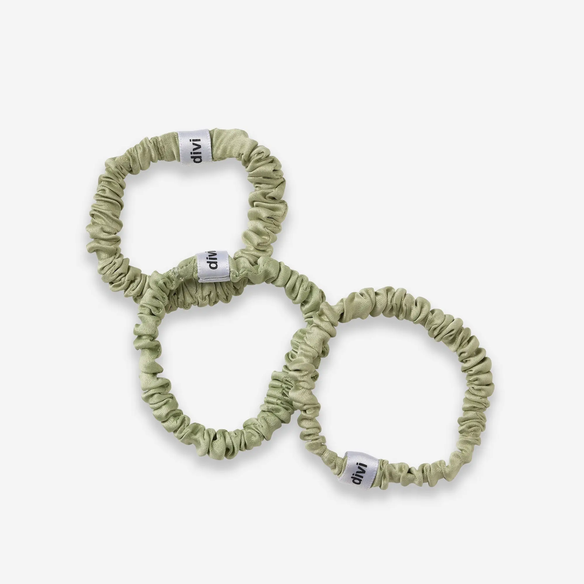 Divi Printed Fabric Scrunchies for Women, Set of 3 Silky Hair Accessories in Stylish Divi Green - 1 Pack