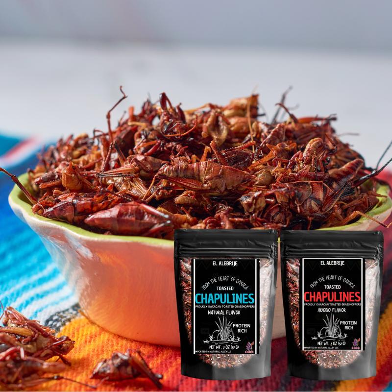 Alebrixes | Chapulines From Oaxaca 4oz (114g) Enchilados | Premium Toasted Adobo Edible Grasshoppers  - Always Fresh & Delicious Mexican Snack | Imported from Mexico