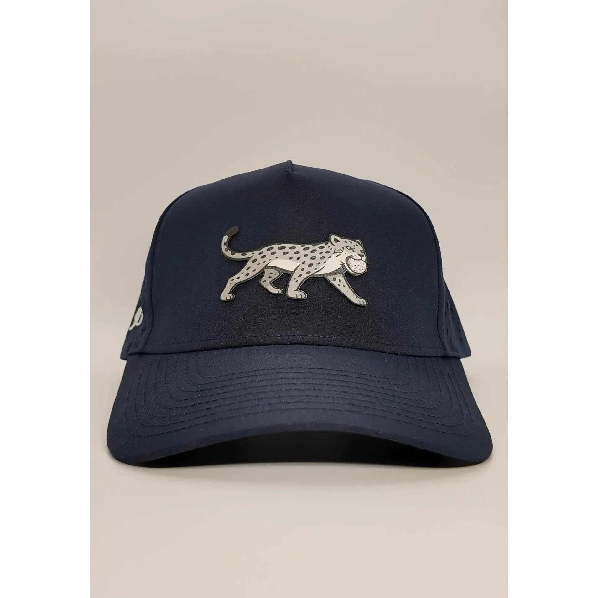Navy Jaguar Front Patch Hat - Golf Performance, Classic Logo, Graphic Patch Fashion Accessory, Golf Performance Hats, Classic Logo Hats