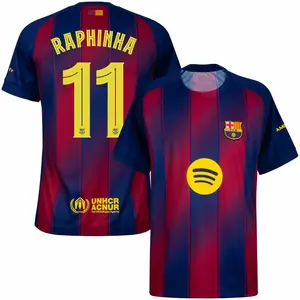 Unisex Soccer Barcelona Team #11 RAPHINHA Champions League Playoffs 2026 Home On Field Jersey - Red