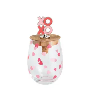 Heart Pattern Wine Glass & Stopper Set