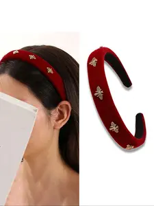 Elegant Velvet Hair Band with Bee Design, High-Quality Versatile New Year Headband, Stylish Hair Accessory for All Occasions