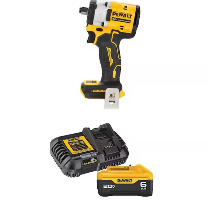DEWALT ATOMIC 20V MAX Lithium-Ion Cordless Brushless 1/2 in. Variable Speed Impact Wrench with 6.0 Ah Battery and Charger Kit