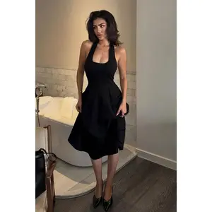 Mabel Ponte Midi Dress - Black