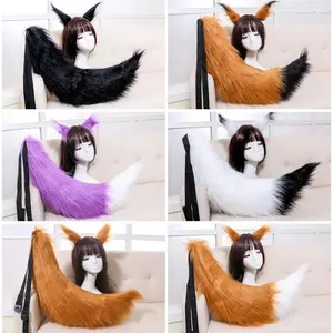 Adjustable Belt Party Fur Animal Tail Furry Wolf Fox Ear Headband  for Women  Anime Cosplay Costume Headwear Halloween Christmas