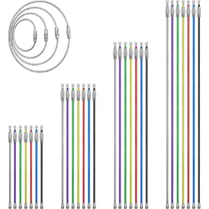 28 count Metal Wire Keychains, 2mm Coated Wire Key Rings Loops, 4" 6" 7.8" 10" Stainless Steel Connecter  Keyrings for Hiking Luggage ID Tags,Key Tags,Keyrings, Kitchen Utensils -7 Colors