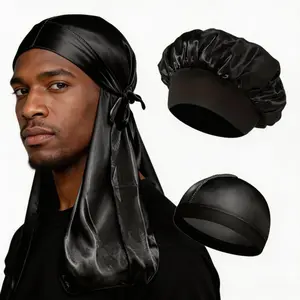 Premium 3-Piece Satin Durag & Hair Towel Wrap | Soft Smooth Durable Headscarf for Men Women Wave Curl Hair