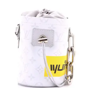 Pre-owned Louis Vuitton material Bucket Bags Chalk Nano Bag Limited Edition Logo Story Monogram Canvas by Rebag