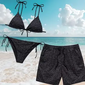 Camo Matching Couple Swimsuits Set, BF and GF Matching Swimsuits, BF and GF Swimsuits, Camo Bikini Set for Women, Matching Duck Camo Swimwear Set for Couples, Couple Trendy Camo Bikini And Short, Summer Beach Vacation Outfit