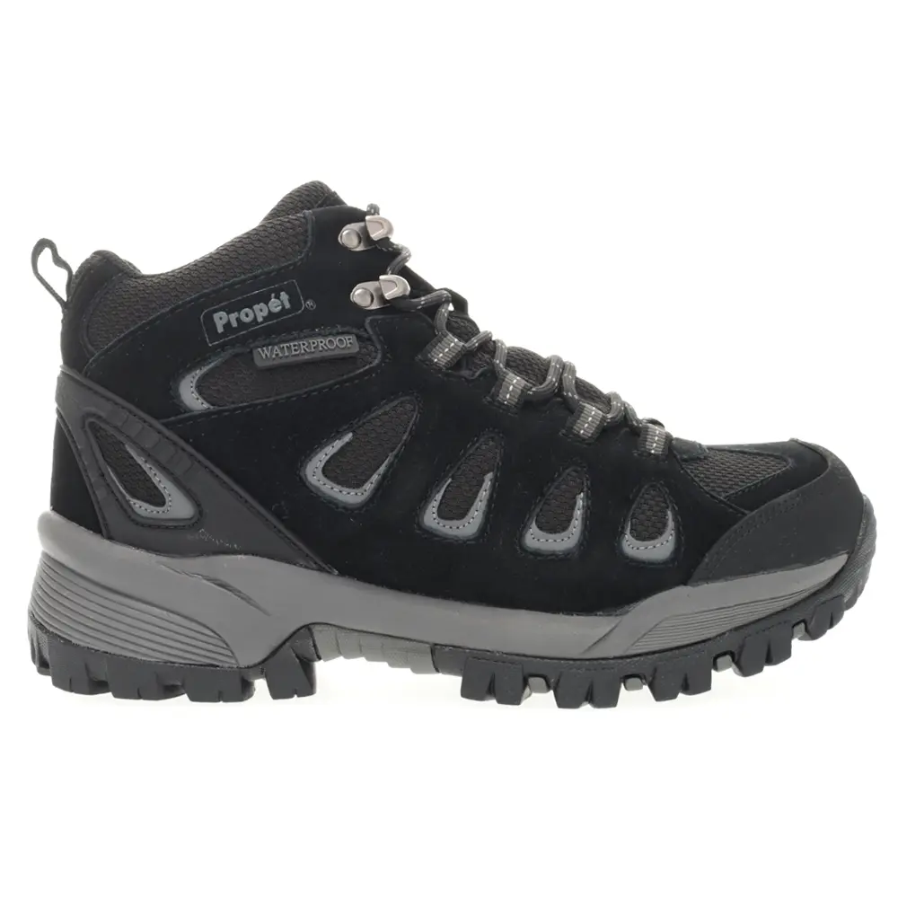 Propet Mens Ridge Walker Cap Toe Hiking Casual Boots Ankle - Black, Grey