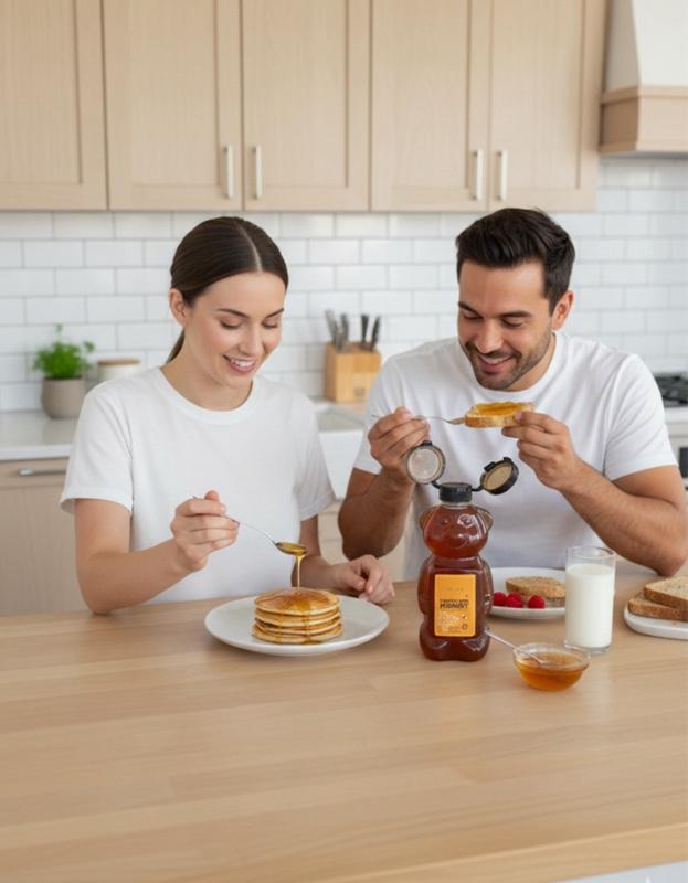 48 Oz Amphora Pure Honey - Natural Wildflower Honey in Bear-Shaped Bottle for Healthy Sweetening