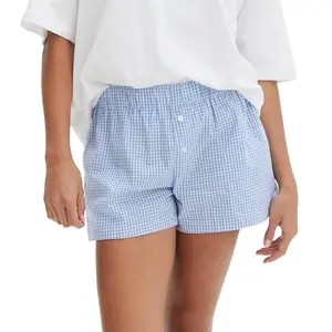 Y2k Women Pajamas Shorts Low Rise Pj Sleep Shorts Plaid Boxer Sleeping Shorts Sleepwear Micro Bottoms Lounge
