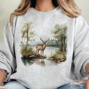 Vintage Deer Sweatshirt, Cozy Retro Wildlife Vibes, Unisex Heavy Blend™ Crewneck Sweatshirt